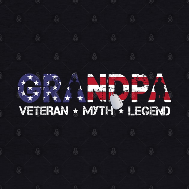 Grandpa The Veteran The Myth The Legend T Shirt Funny Fathers Day Tee for Guys by Otis Patrick